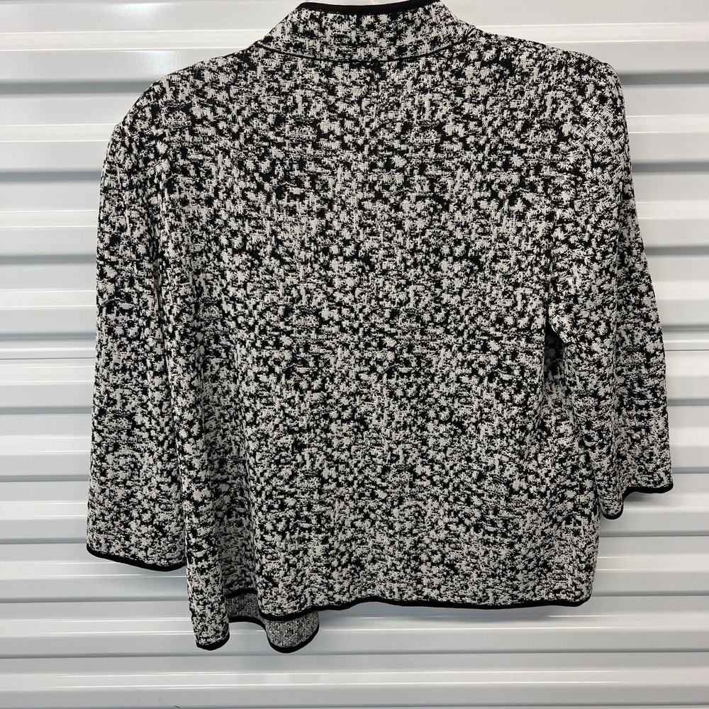 Ming Wang‎ Blazer Womens White Black Mandarin Collar 3/4 Sleeve Knit Jacket PXL - Picture 4 of 12